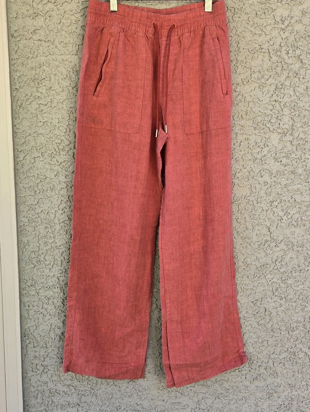 Athleta Retreat Women's Drawstring Linen Jogger Pants - Rust Wide Leg - Picture 2 of 14